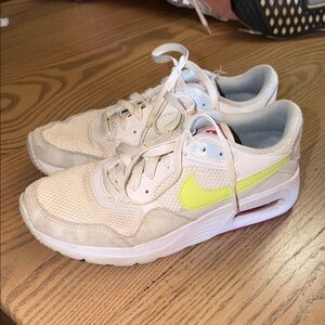 Nike White Trainers with Neon Yellow Swoosh